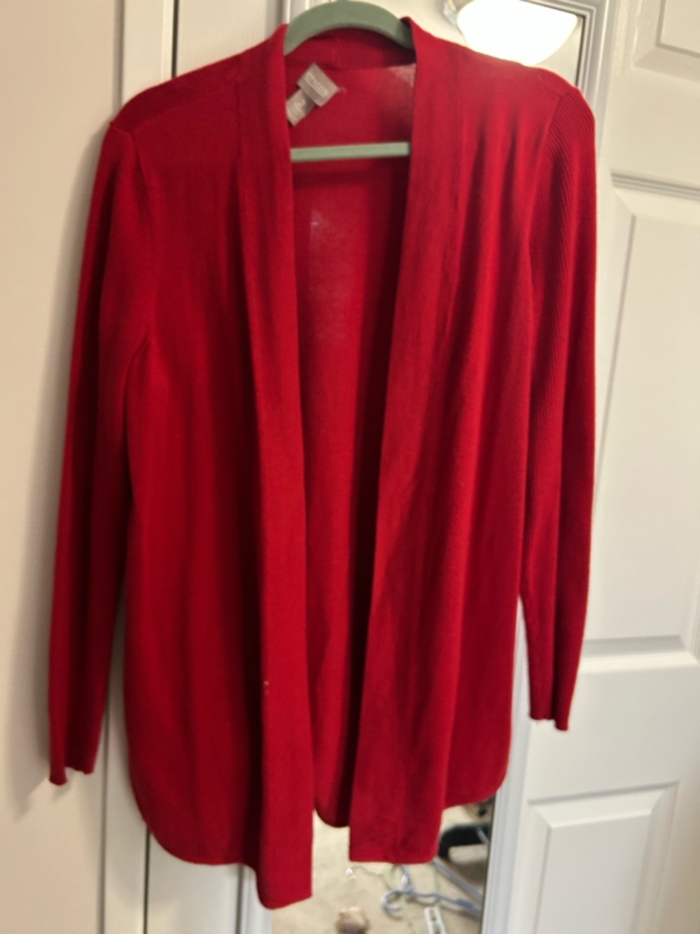 Chico's Bright Red Open-Front Women's Cardigan